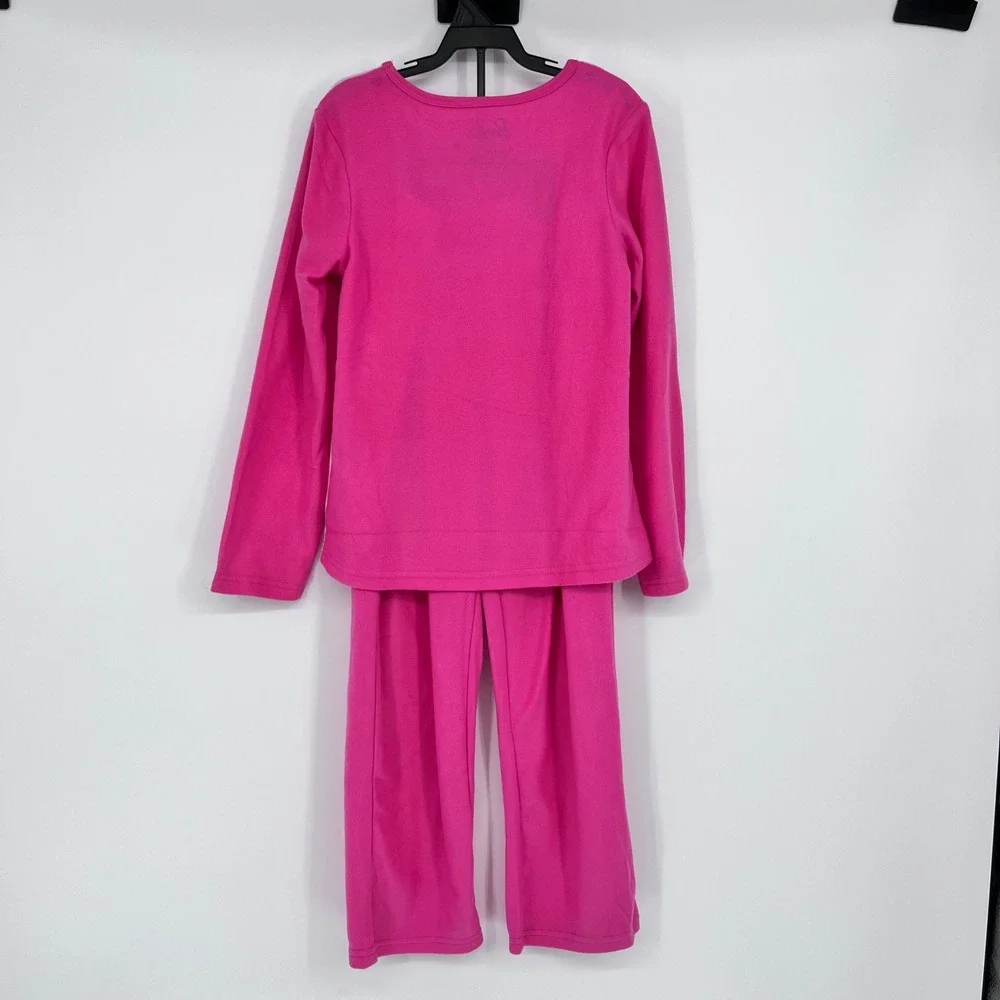 NWOT‎ Barbie Girls Pink Pajama Set 2 Piece Fleece Bow Logo Size Medium 7/8
